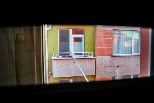Apartment Balcony View Through Window - Powered by Adobe