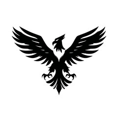 Black silhouette of a stylized eagle with spread wings