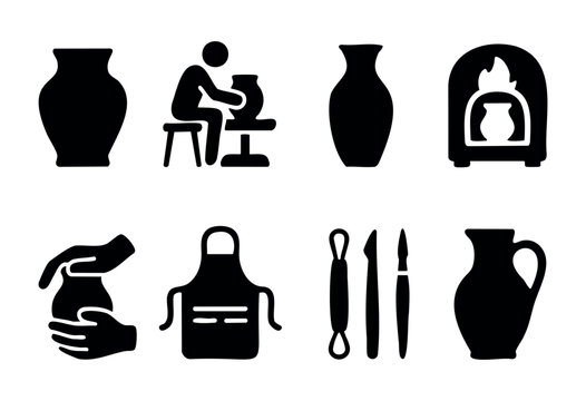 Skillful hands shape clay on a pottery wheel while finished vases and tools are displayed nearby. The warm atmosphere highlights the artistry of pottery making.