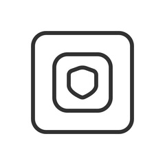 Protection, Security Shield Square line icon – shield inside square outline vector for security badge, access control, UI permission indicator