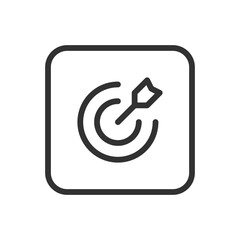 Protection, Security Target line icon &ndash; target with shield or lock outline vector for threat detection, focused security, vulnerability scanning UI