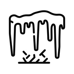 Melting icicles dripping onto the ground, isolated on