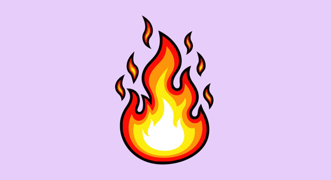 Stylized cartoon fire flame illustration with a bold outline.