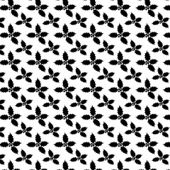 Elegant Christmas Holly Repeating Pattern – Perfect Wrapping Paper Design, Classic Mistletoe & Holly Seamless Pattern – Festive Black Background, 