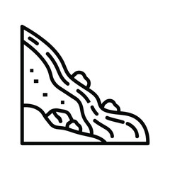 Abstract representation of a landslide or rockfall with flowing lines and scattered stones