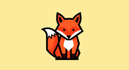 Obraz premium Stylized Fox Illustration with Geometric Design and Bold Outline.