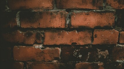 patina. Close-up of weathered red brick wall, warm tones and natural texture evoking rustic charm and history. real-estate listings.