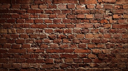 patina. Close-up of weathered red brick wall, warm tones and natural texture evoking rustic charm and history. real-estate listings.