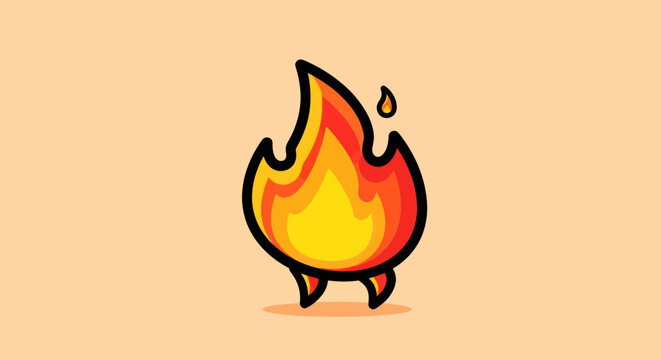 Stylized Flame Illustration with Vibrant Colors and Bold Outline.