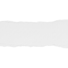 A horizontal strip of torn white paper with rough edges isolated on a transparent background isolated on transparent background