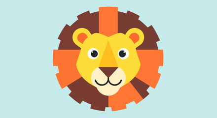 Obraz premium Stylized geometric lion head with a friendly expression.