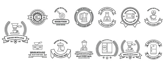 A collection of black and white logos for various products and services