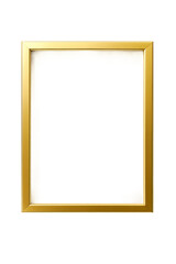A simple golden square picture frame with a clean modern design isolated on transparent background