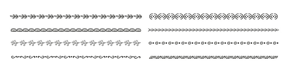 Collection of hand drawn decorative dividers and ornaments for elegant design elements. Collection of decorative line dividers with editable stroke vector illustration.