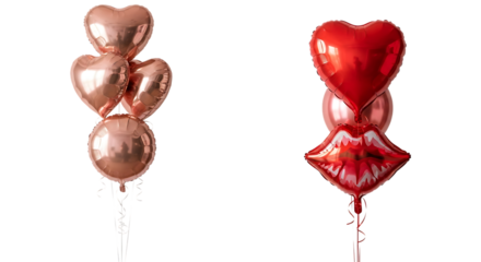 Heart shaped balloons isolated on transparent background