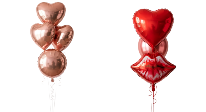 Heart shaped balloons isolated on transparent background