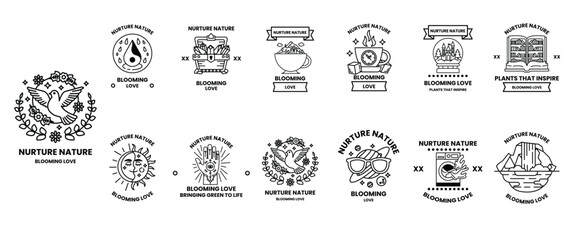 The image is a collection of various symbols and designs, including a bird