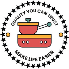 A black and white image of a pot with a white star around it