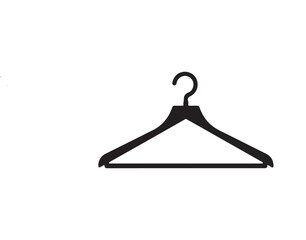 Illustration of a black clothes hanger, a simple and minimalist design for fashion, wardrobe, or retail concepts