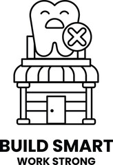 A tooth is on top of a building with a cross on it