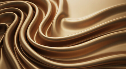 Close-up of golden fabric with wavy pattern, creating smooth, glossy appearance, symbolizing elegance, luxury, sophistication, suitable for fashion concepts