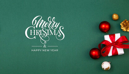 Merry Christmas and Happy New Year greeting card, frame, and banner. Holidays design. Noel and...