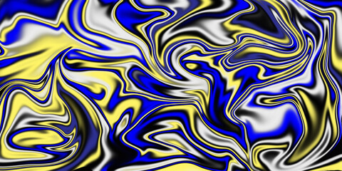 Fluid abstract art background .spread liquify flow. . Fractal pattern color - Mandelbrot set detail, digital artwork for creative graphic design.  Grainy yellow blue swirl liquid background .