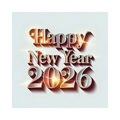 Elegant 3D Happy New Year 2026 Golden Text Design with Sparkles
