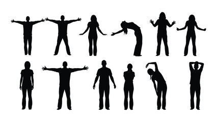 People silhouettes in various poses isolated on white background, Vector