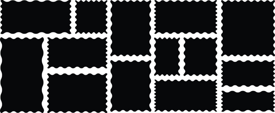 Set of Rectangle frames with zigzag edge, wavy edge shapes, zigzag frame, zigzag edge stickers, frames, shapes, zig zag edge. vector illustration
