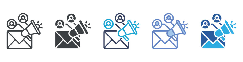 Email Marketing icon set multiple style collection