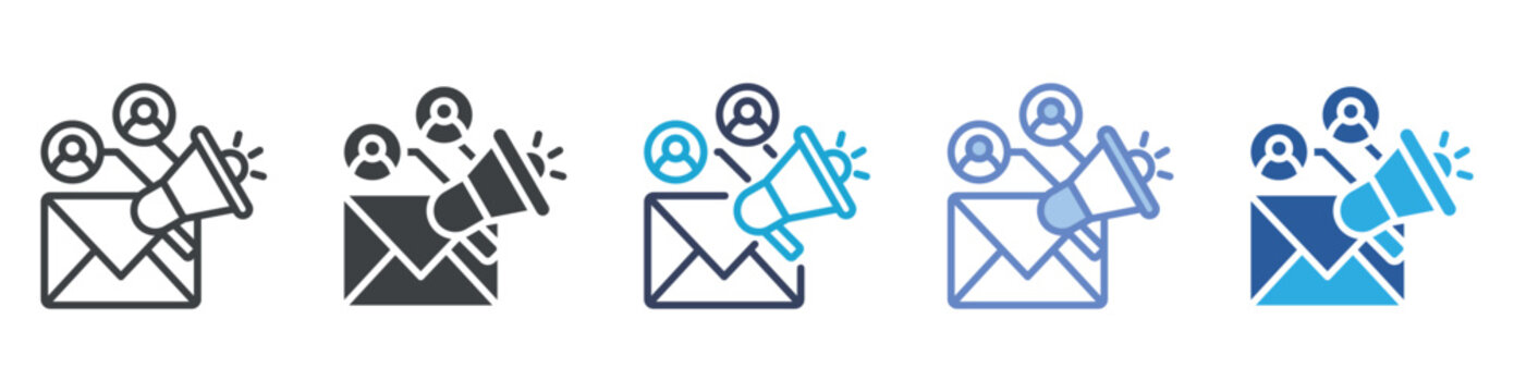 Email Marketing icon set multiple style collection