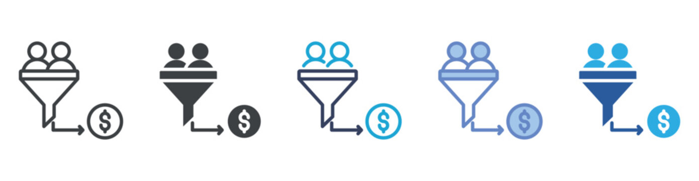 Sales Funnel icon set multiple style collection