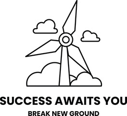 A windmill with the words success awaits you