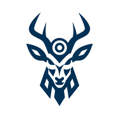 Stylized deer head with tribal markings
