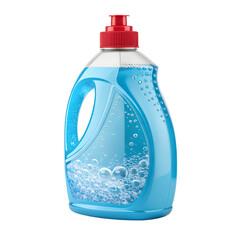 Bright blue laundry detergent bottle with red cap isolated PNG, cleaning product for washing clothes on transparent background (2)