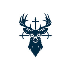 Majestic deer with compass emblem