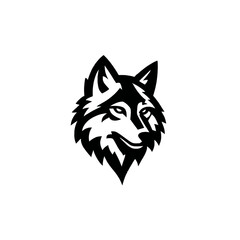 Black and white wolf head profile illustration