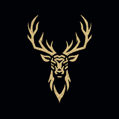 Majestic stag head with large antlers, presented centrally on a dark background