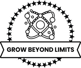 A black and white logo with a star pattern and a black circle in the middle