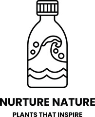 A bottle of water with a wave on it