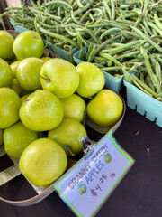 Farmers Market Display of Fresh Green Apples