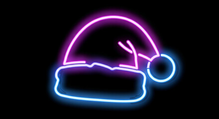 Blue Neon Sparkling Santa Hat

