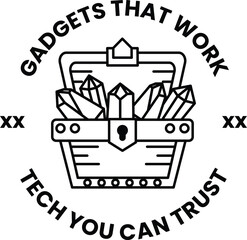 Obraz premium A black and white logo for gadgets that work tech trust