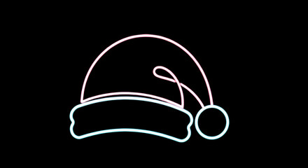 Minimal Neon Santa Hat Line Art

