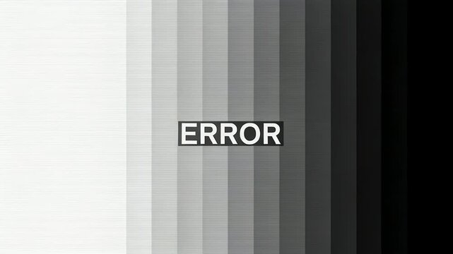 Error message on digital screen with grayscale test pattern background