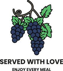 Fototapeta premium The grapes are surrounded by a leafy green stem