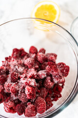 Raspberry Cake Filling-Measured Ingredients Await on Counter