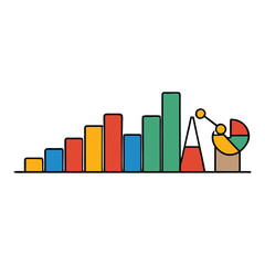 A clean statistics graphic featuring rising bars, smooth trend lines, and clear data points, presenting insights at a glance with modern, minimal design for easy analysis.