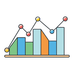 A colorful graph infographic element displaying data visually with bars, lines, and icons, making complex information easy to understand at a glance.
